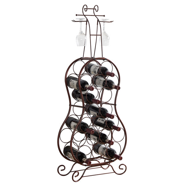 InRoom Designs Cello Shaped 19 Bottle Bronze Metal Wine Rack Wayfair